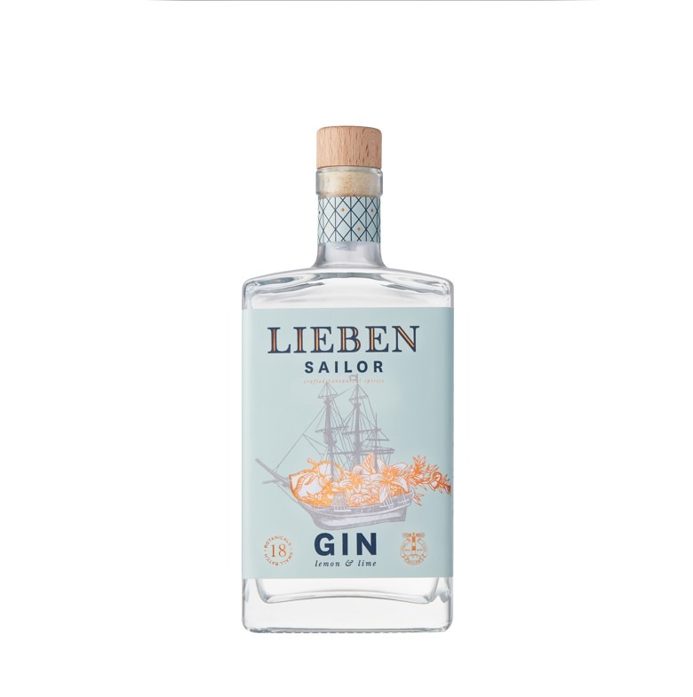 Bouteille de Gin Lieben parfum Sailor sur le site Wild african Gin